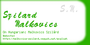 szilard malkovics business card